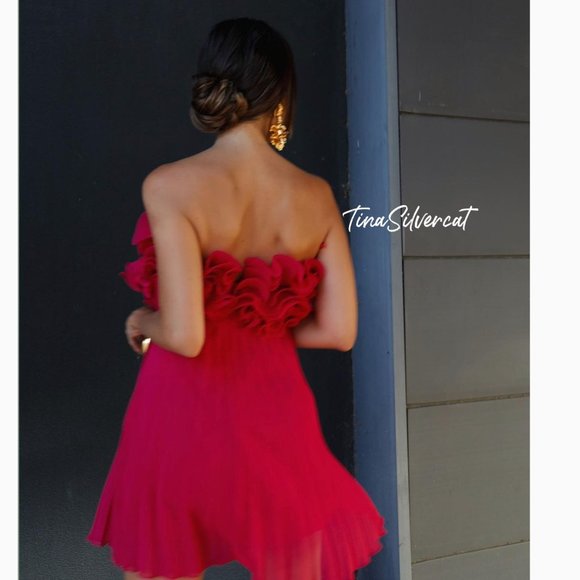 BLOGGER'S FAVE! Zara Pleated Ruffle Mini Dress Red NWT - Picture 16 of 16